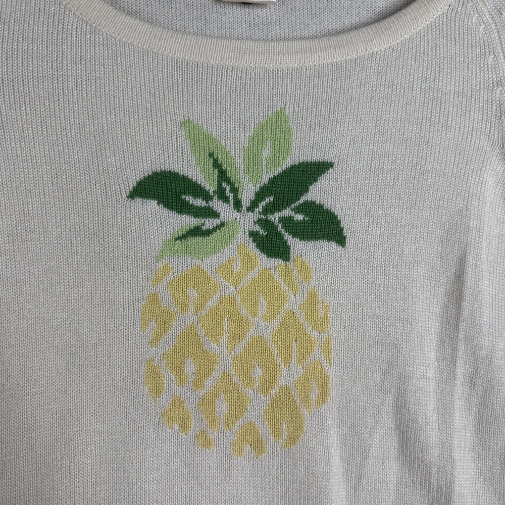 Tommy Bahama Women's Silk Cashmere Blend Pineapple print Sweater Cream Size L - Picture 3 of 6
